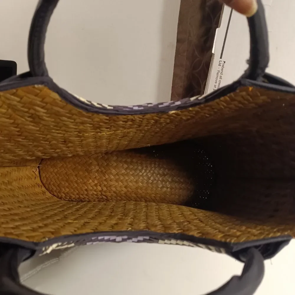 African Chevron Pattern Large Straw Bag